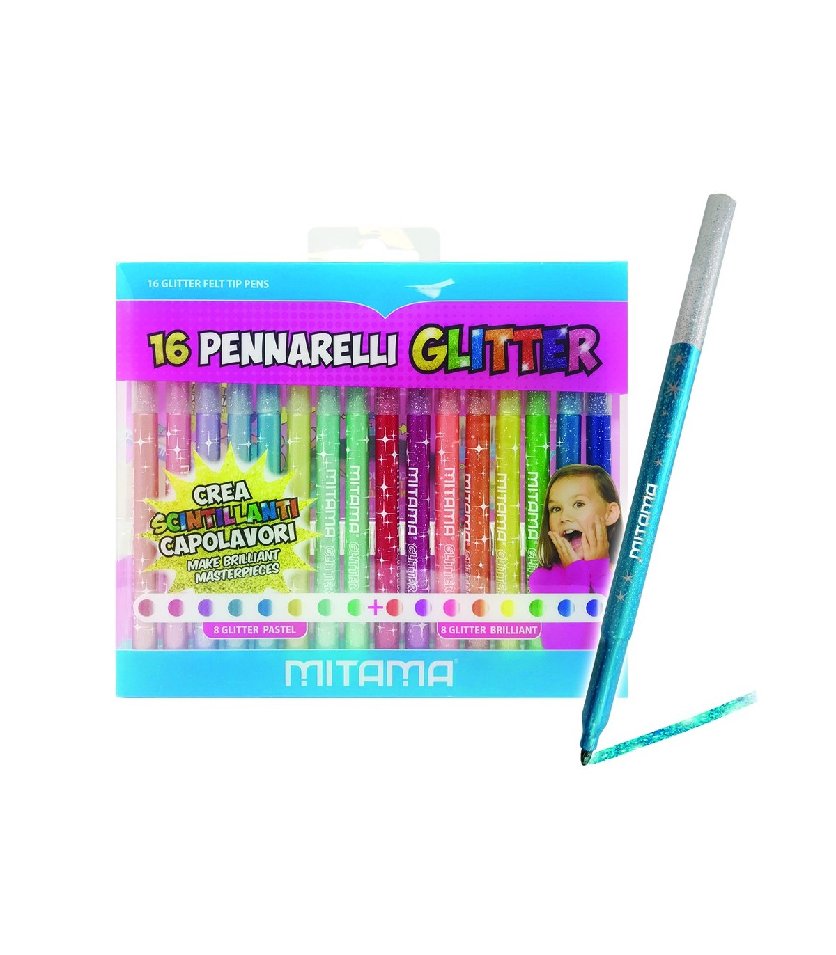Pennarelli Glitter Mitama Punta 3Mmm